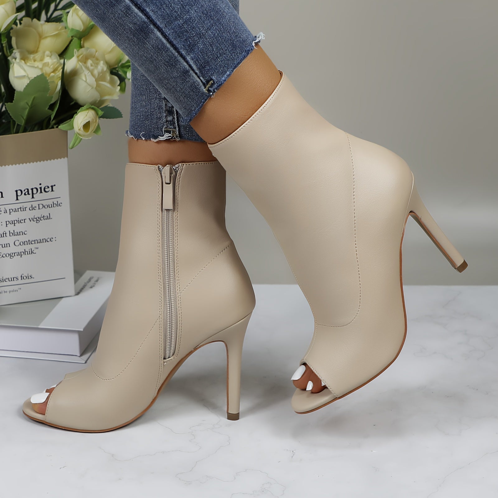 Shiny metallic stiletto boots for women, perfect for dance parties, with a sleek and fashionable design from Trendy Attic Store01
