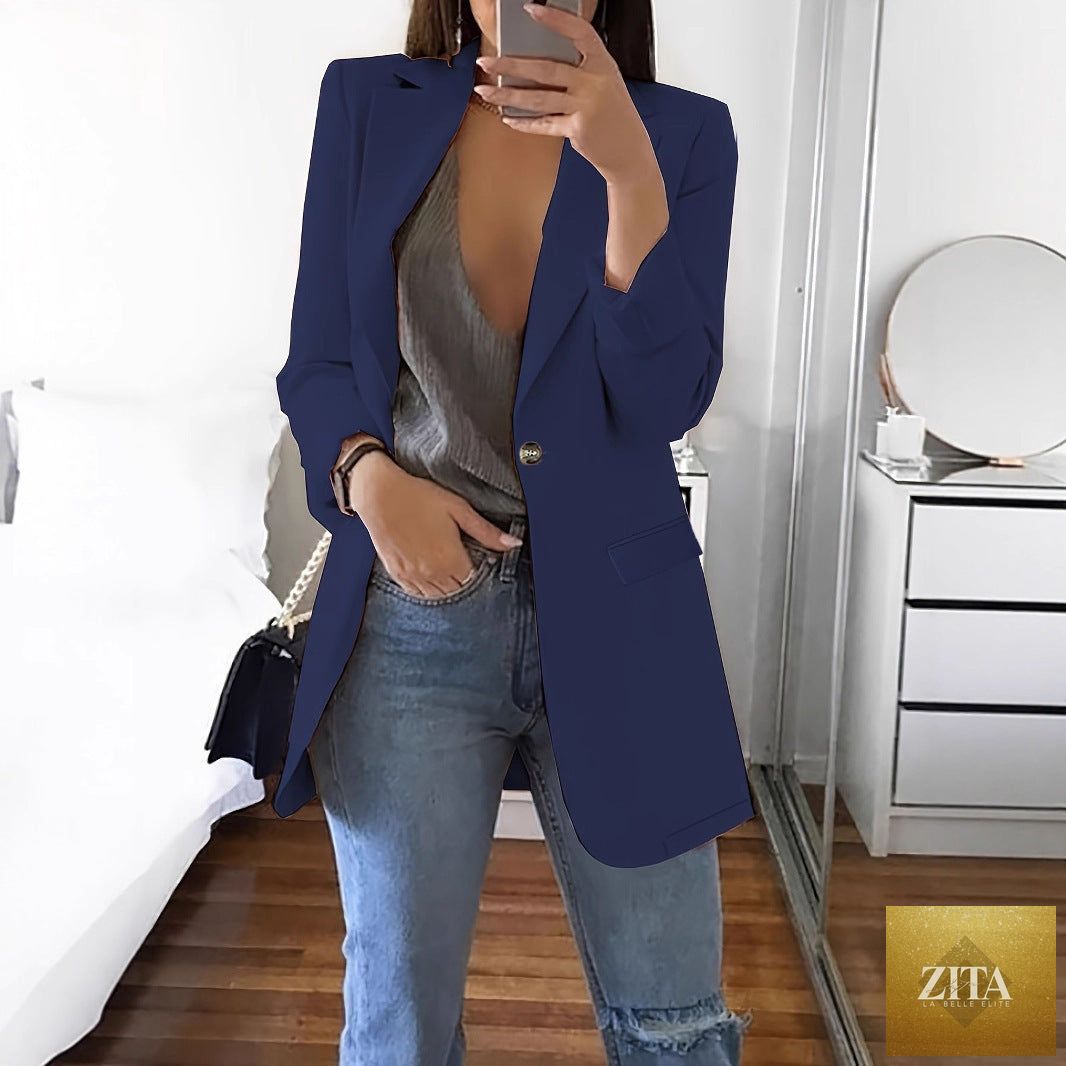Stylish women's casual slim-fit lapel blazer by Sell My Stuff, featuring a modern design and tailored fit in a versatile style.