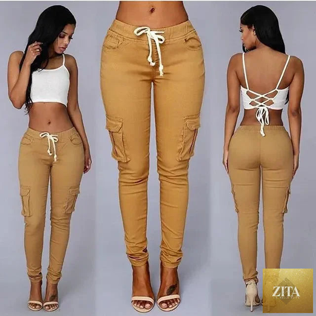 Elegant elastic women’s oversized drawstring long pencil pants by nowadaysfashion, featuring a slim, office-appropriate design.