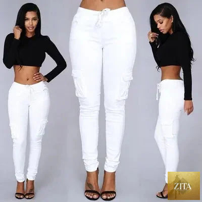 Elegant elastic women’s oversize drawstring long pencil pants with a slim fit, suitable for office and casual wear, by Nowadaysfashion.