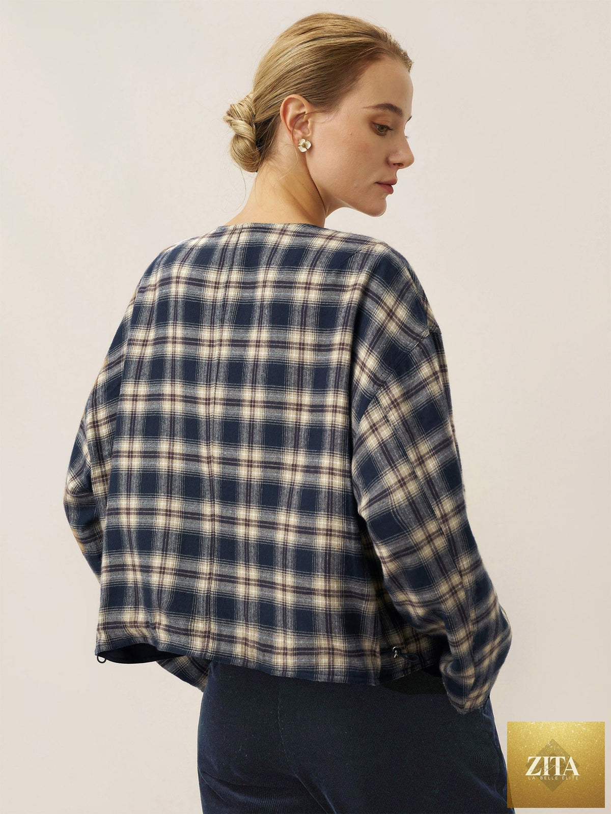 Tencel Linen Reversible Crew Neck Casual Jacket CHLOE