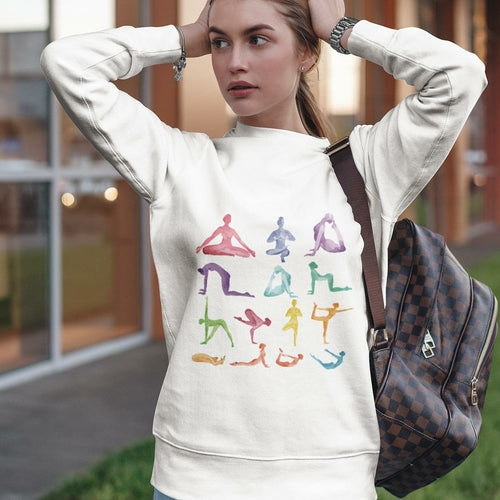 Yoga Theme Crewneck Sweatshirt Yellow Pandora