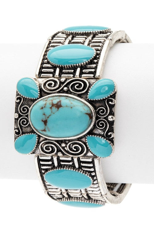 Oversize Square Western Stretch Bracelet Jade Icarus
