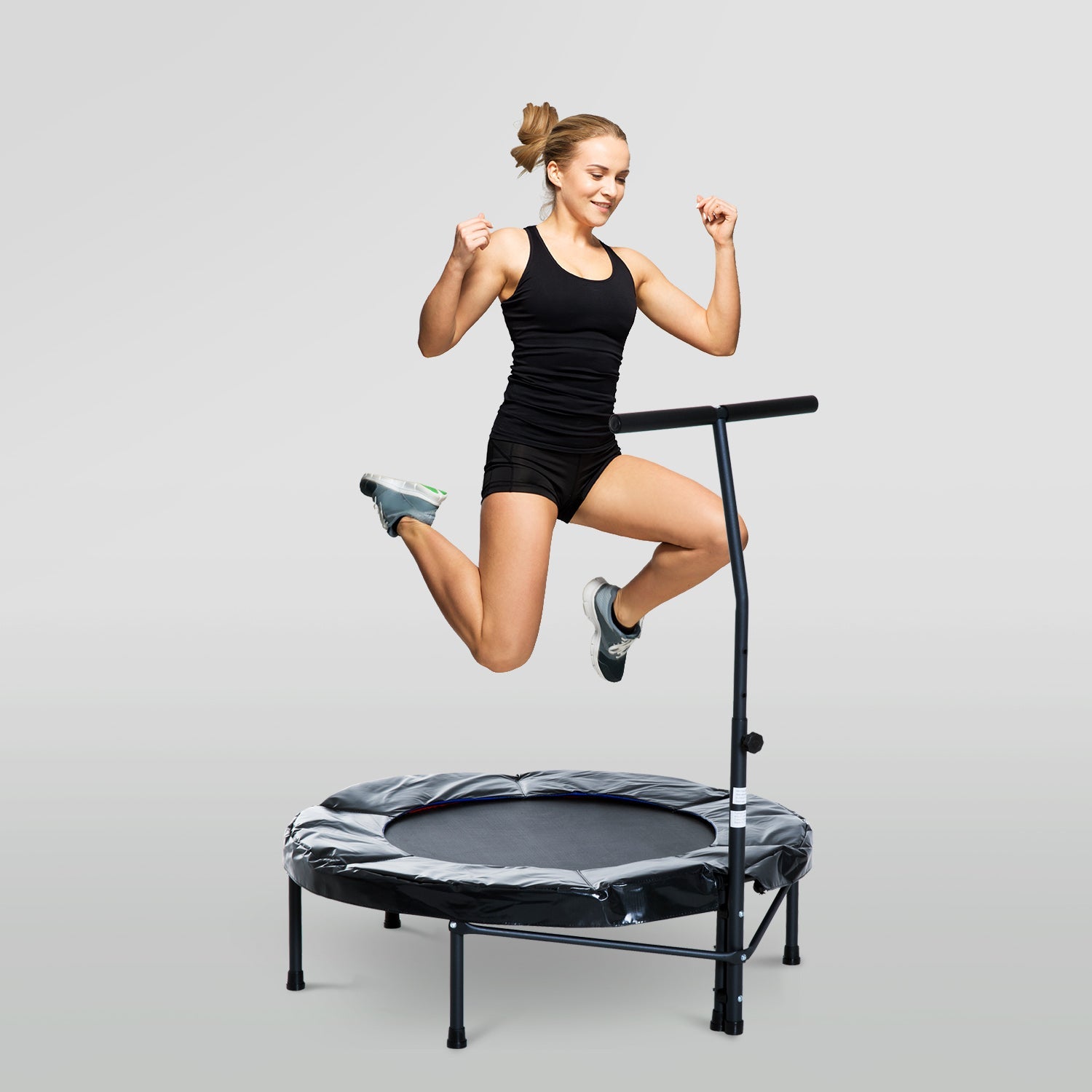 Soozier 40 Inch Mini Exercise Trampoline Indoor Fitness Rebounder w/ Taupe Shadow