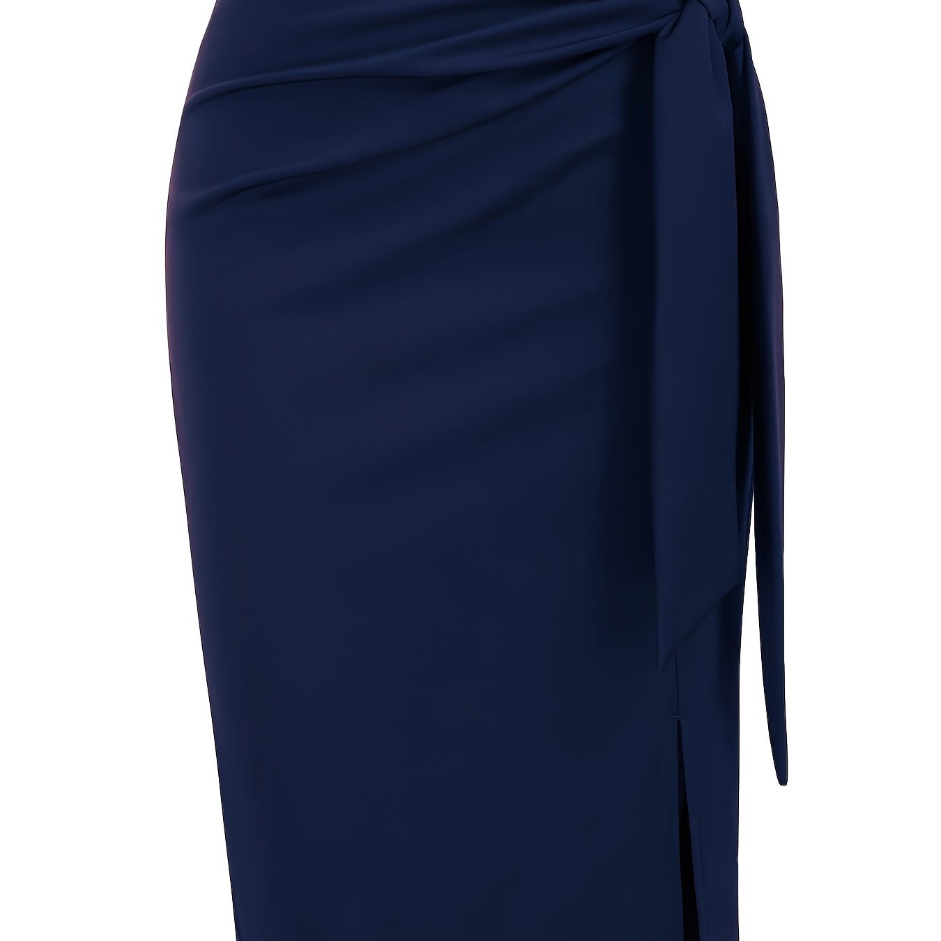 Black high-waisted knee-length skirt for women, elegant monochrome design, stylish and versatile wardrobe piece