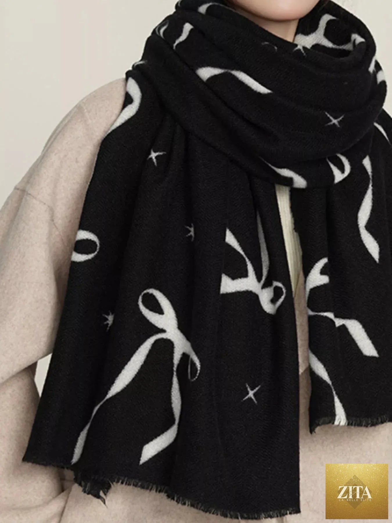 Bow Print Lightweight Scarf