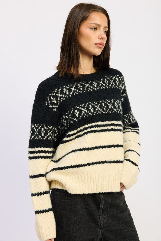 FAIR SLE STRIPED OVERSIZE SWEATER Jade Icarus
