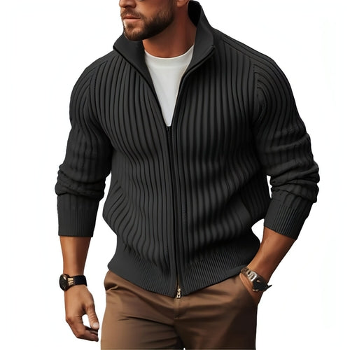 Zipper Outerwear Sweater Coat For Men Fleece-lined Thickened Winter Carmine Juneberry