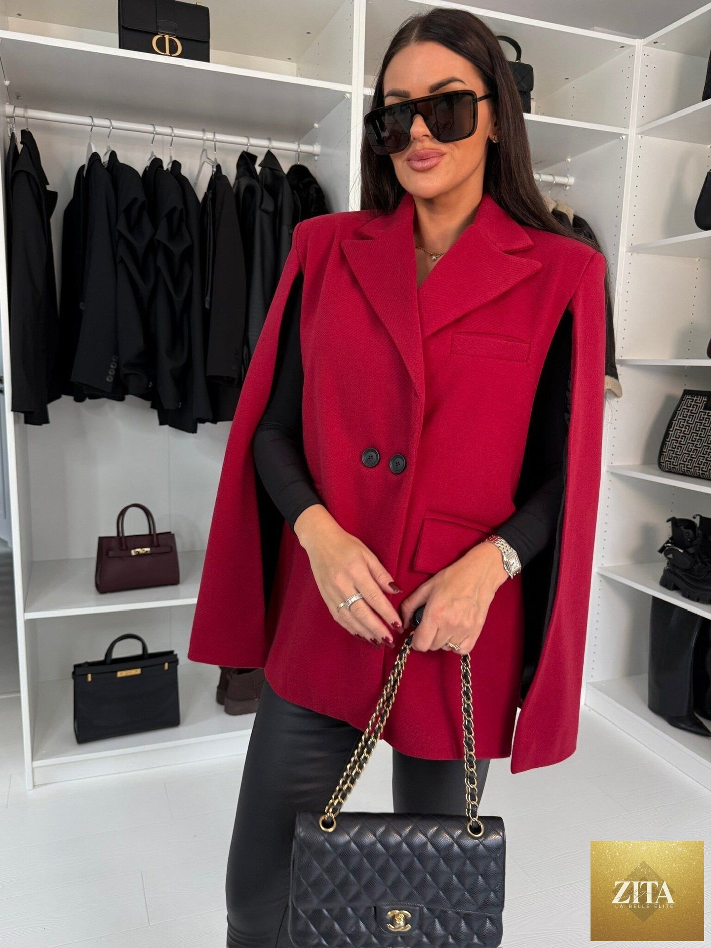 Women’s solid color shawl coat by FitiqueFit, loose wrap outerwear with a cozy, draped design perfect for layering in colder weather.