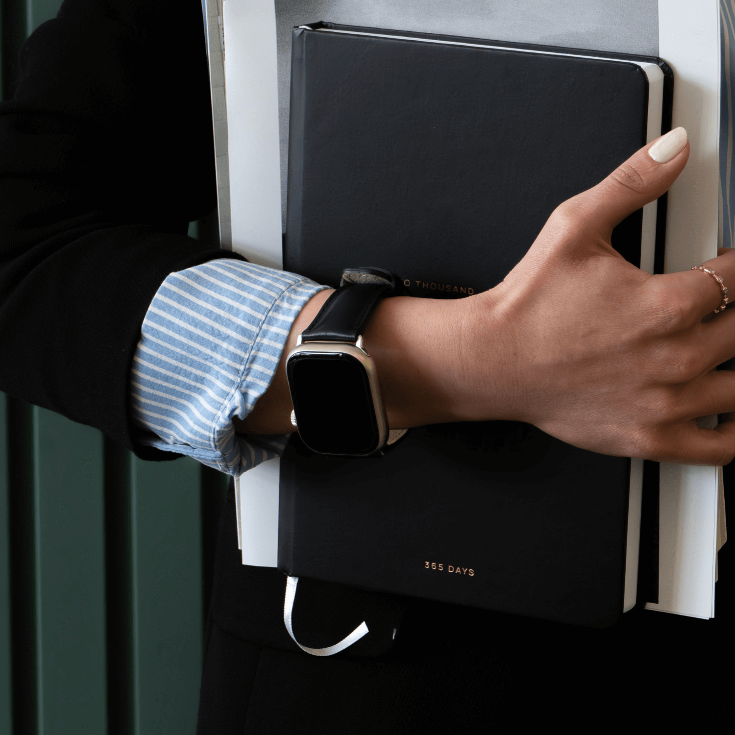 Luxury double wrap pink leather Apple Watch band by LEATHERE, featuring a stylish and comfortable design for Apple Watch.