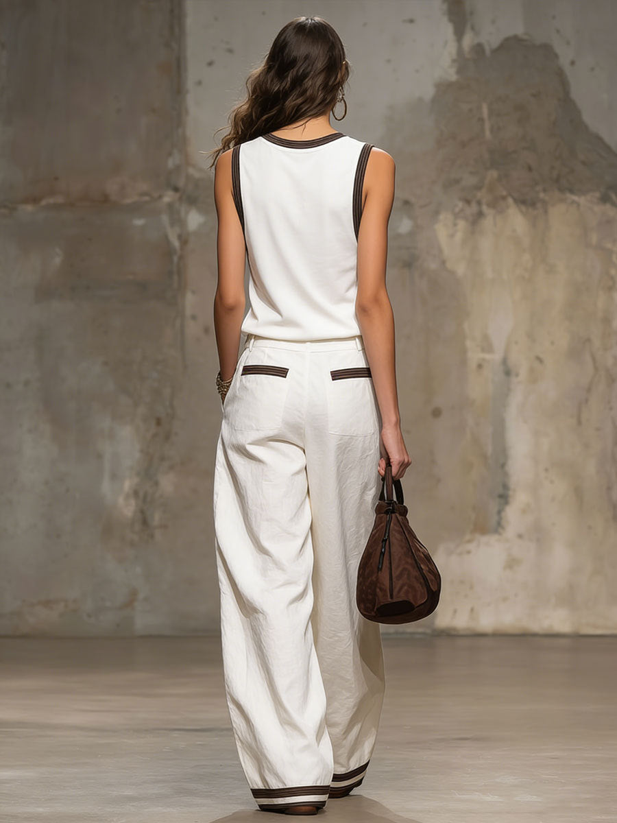 Women's Minimalist Sleeveless Two-Piece Set