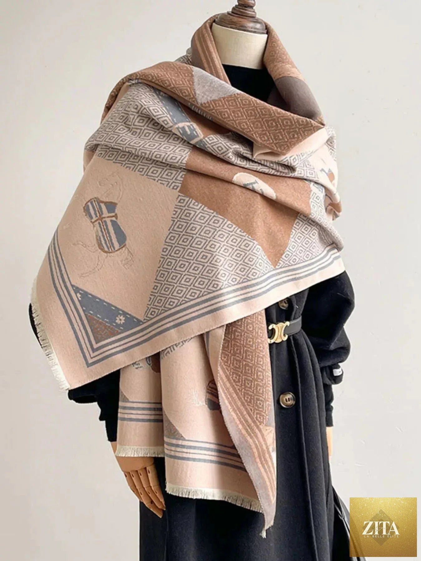Equestrian Print Reversible Scarf