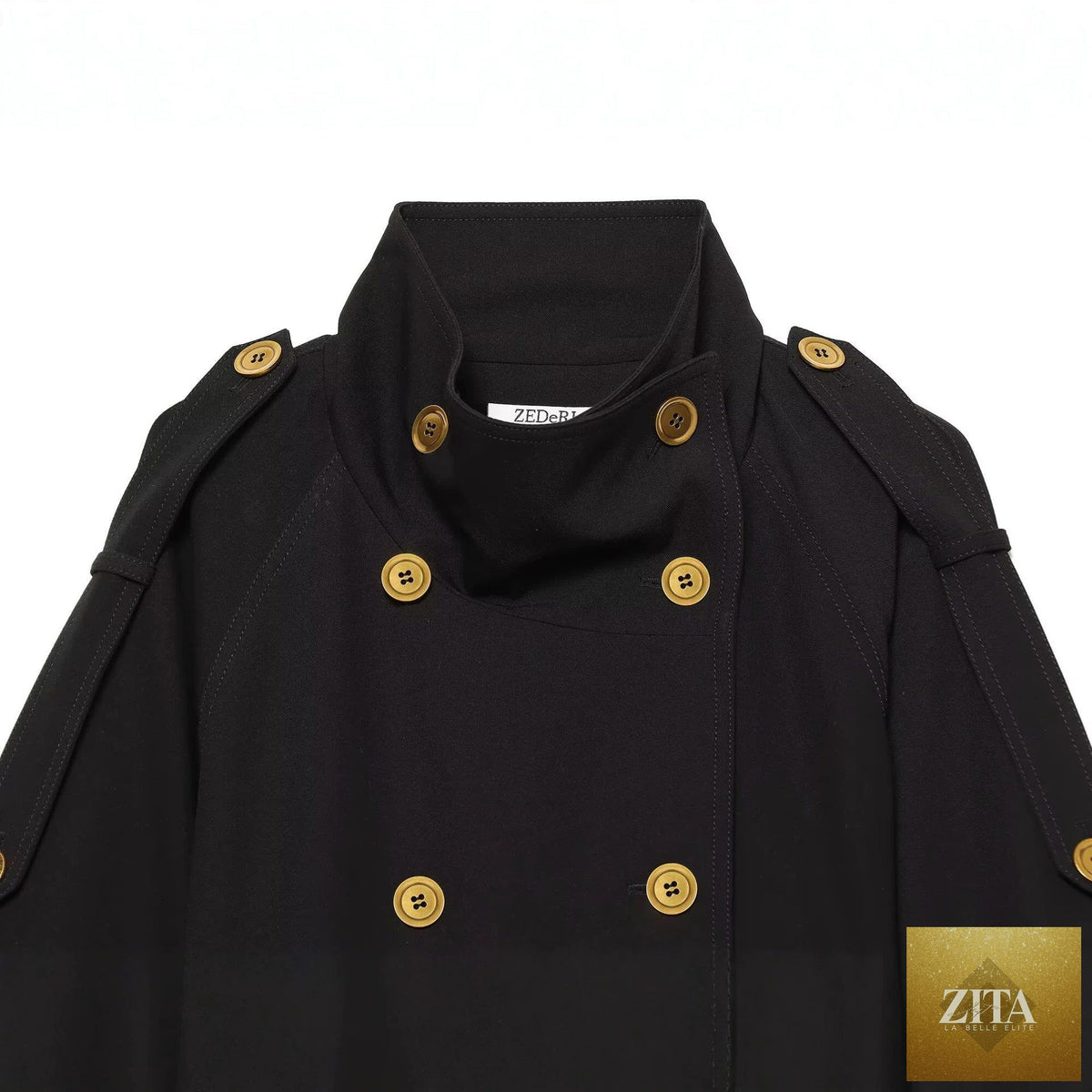 Cropped Double-Breasted Jacket with Gold Hardware