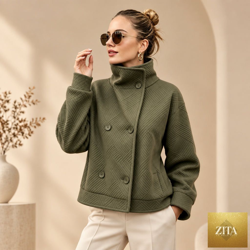 Women's Double-Breasted Turtleneck Lapel Coat