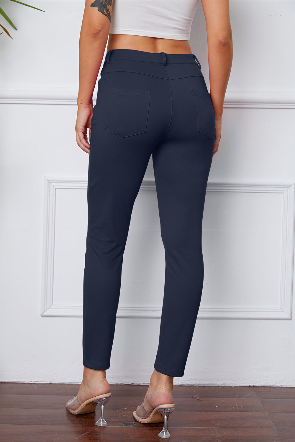 StretchyStitch Pants By Basic Bae Pocketed Opaque Stretch For Women All Day Comfort