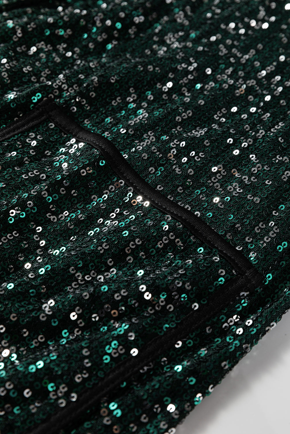 Evergreen Glitter Sequin Open Front Long Sleeve Top