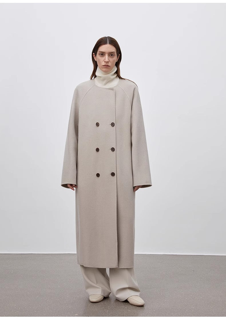 "Assassin's Creed" removable scarf collar, woolen coat for women, Brown Coeus