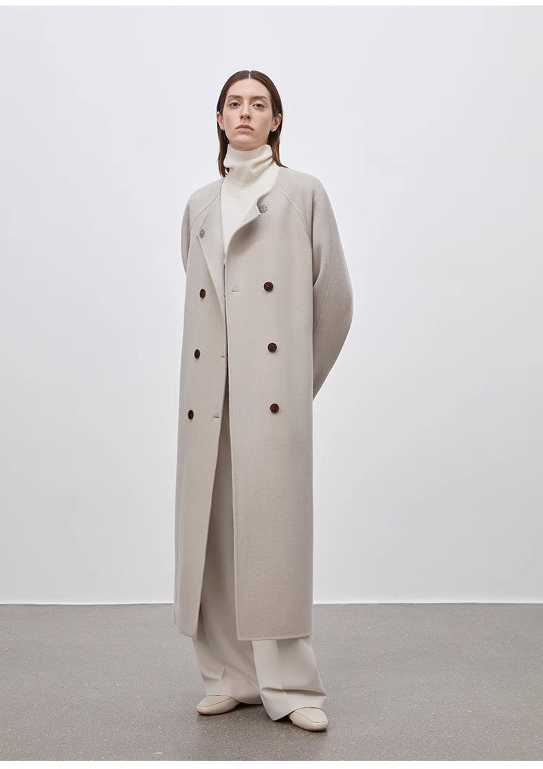 "Assassin's Creed" removable scarf collar, woolen coat for women, Brown Coeus