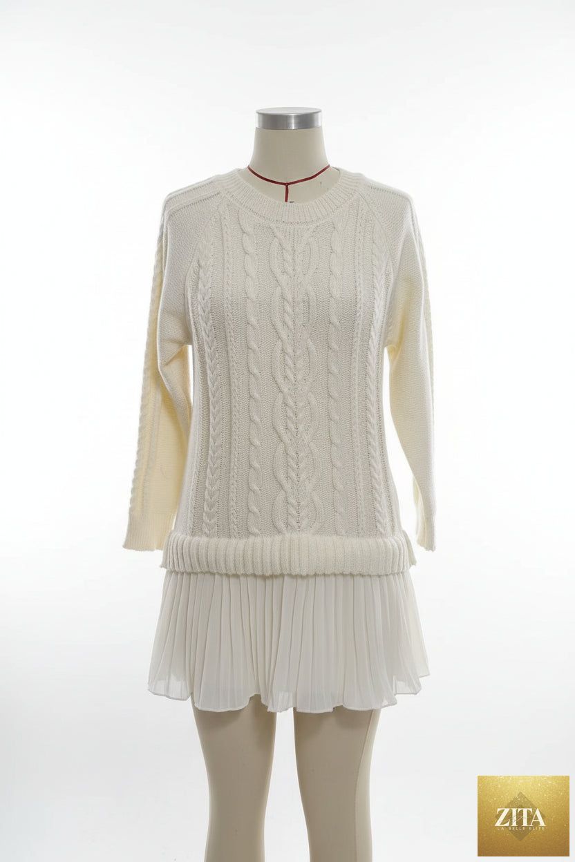Oversized cable knit sweater by FitiqueFit featuring a round neck and textured pattern, perfect for cozy winter wear.