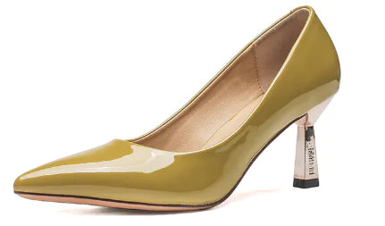Pointed toe chunky heel women's shoes in black with sleek design, stylish footwear by Trendy Attic Store01