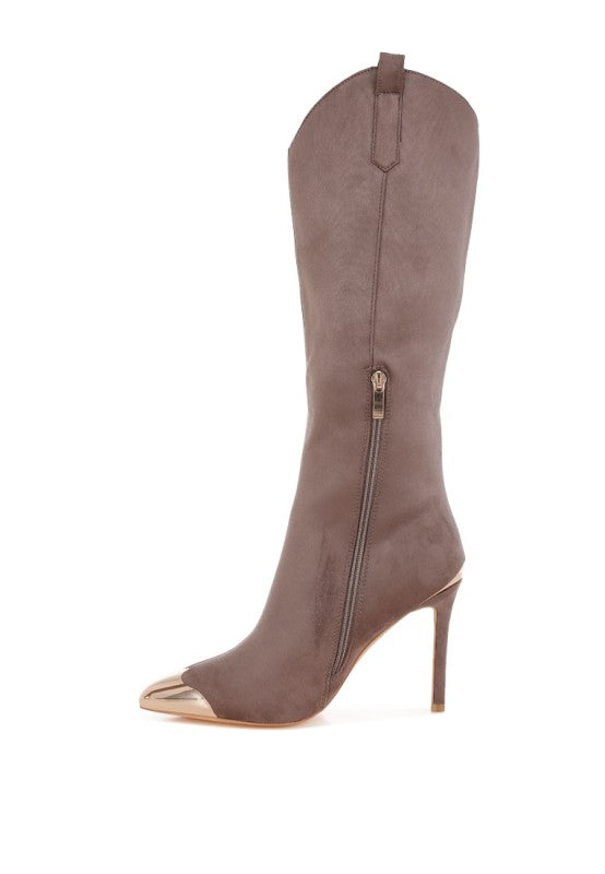 Ridda Metallic Cap Toe Denim Boots