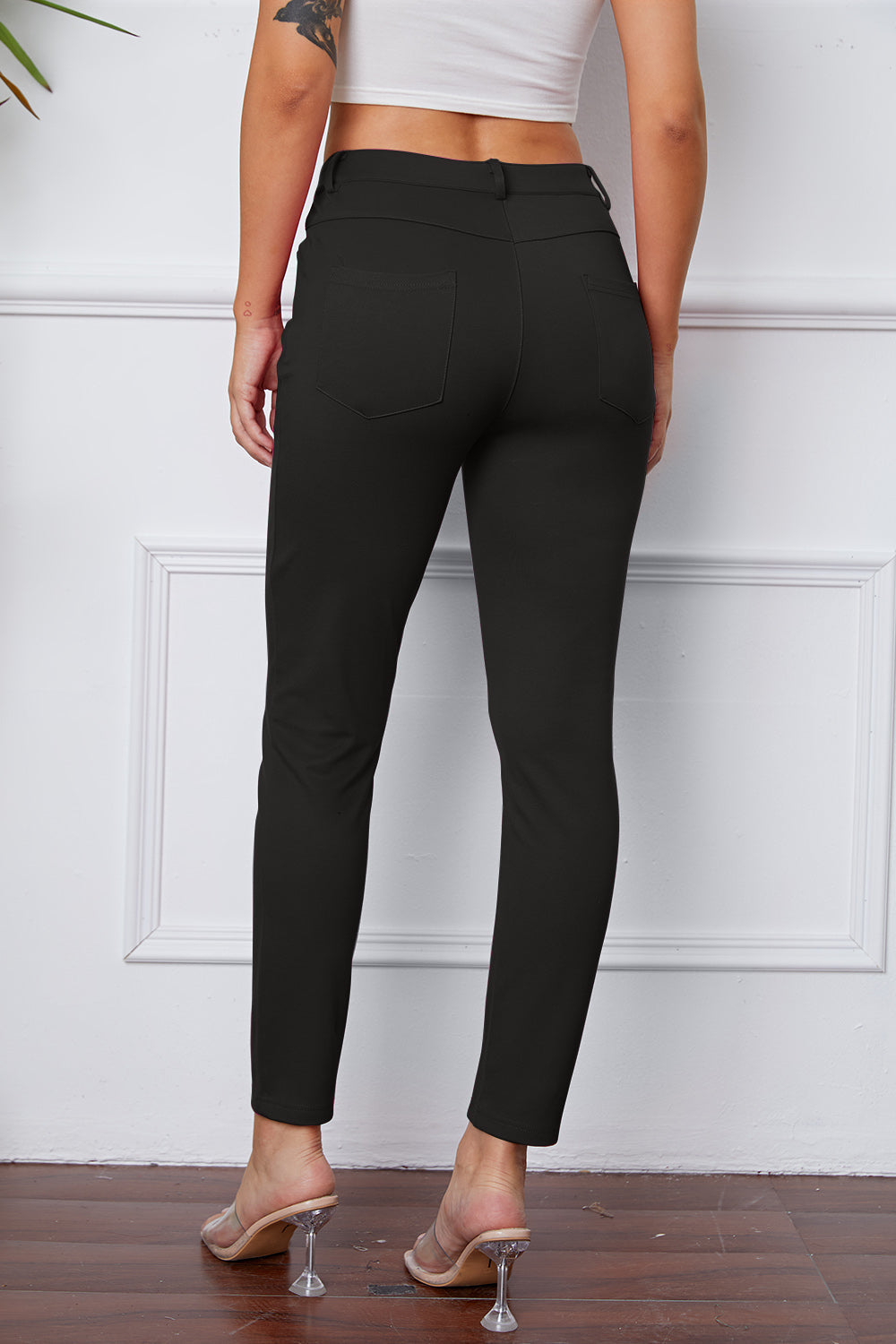 StretchyStitch Pants By Basic Bae Pocketed Opaque Stretch For Women All Day Comfort