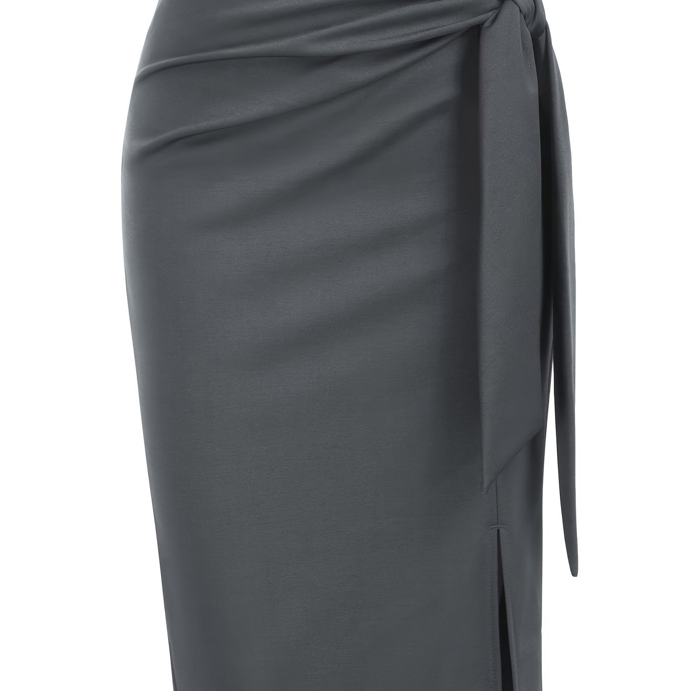 Elegant monochrome high-waisted knee-length skirt for women, featuring a sleek design and tailored fit.