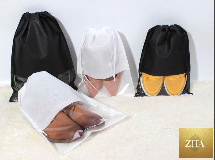 2 Sizes Waterproof Shoes Bag Pouch Storage Travel Bag Portable Tote Drawstring Bag Organizer Cover Non-Woven Laundry Organizador