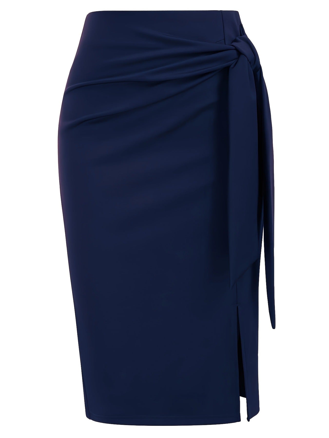 Elegant monochrome high-waisted knee-length skirt for women, featuring a sleek design and tailored fit.