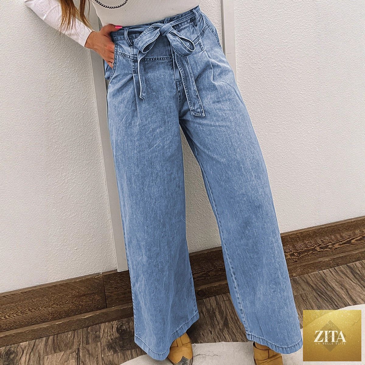 Multi-functional Denim Jeans With Bow Details, Designed Specifically For Women