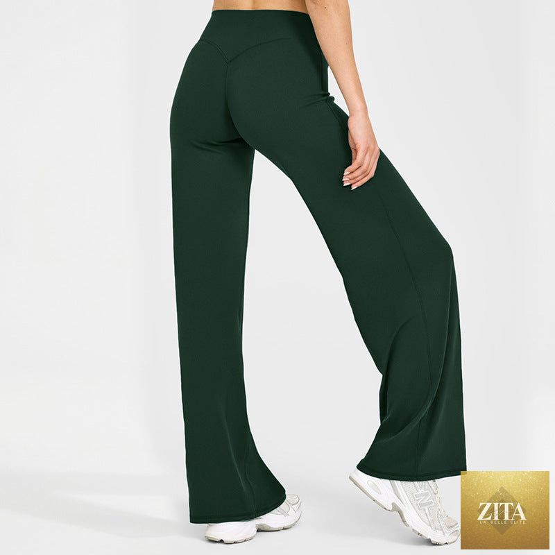 Loose Straight-leg Yoga Pants That Create A Slimming High-waisted Look