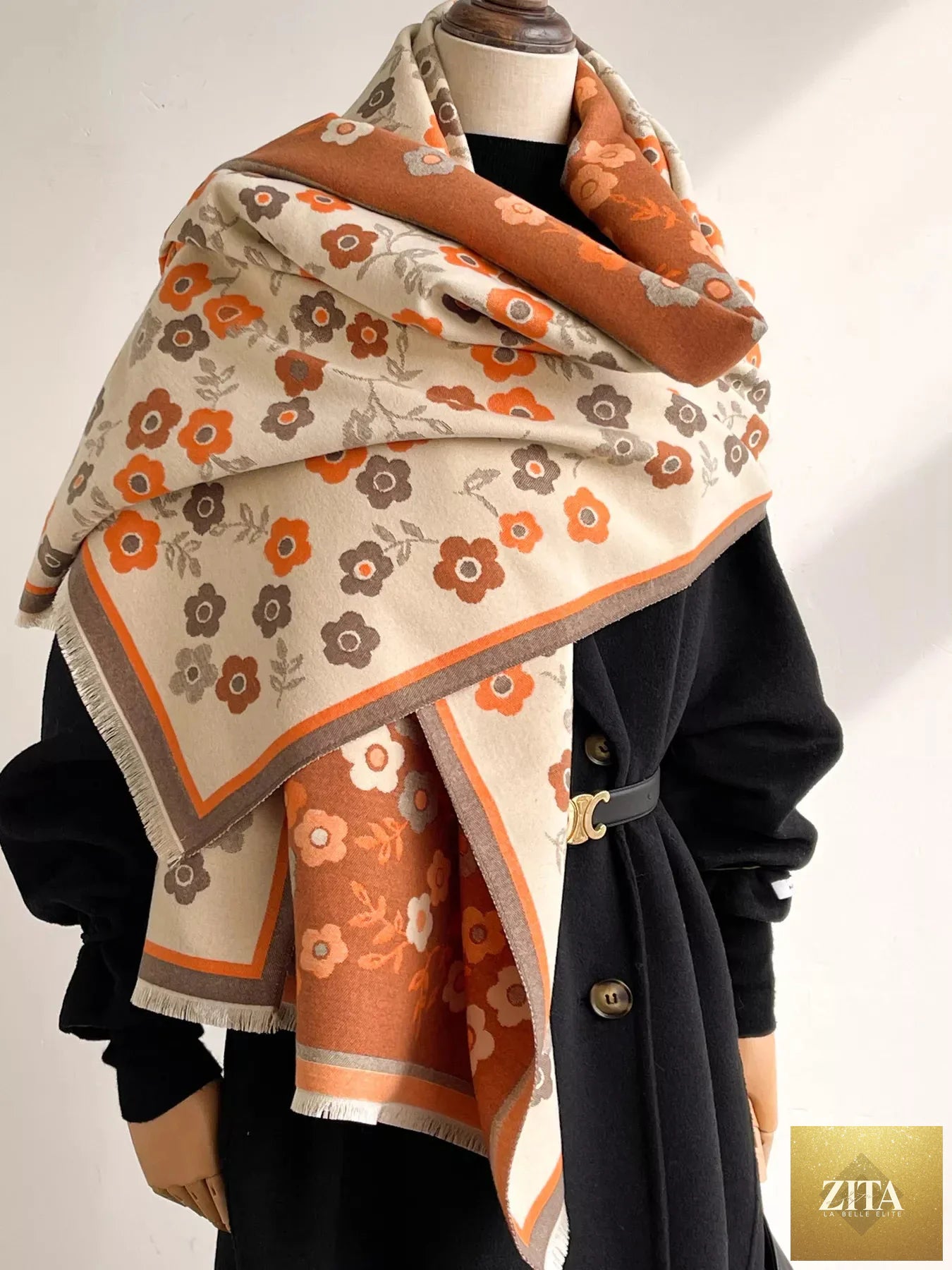 Floral Print Warm Winter Scarf