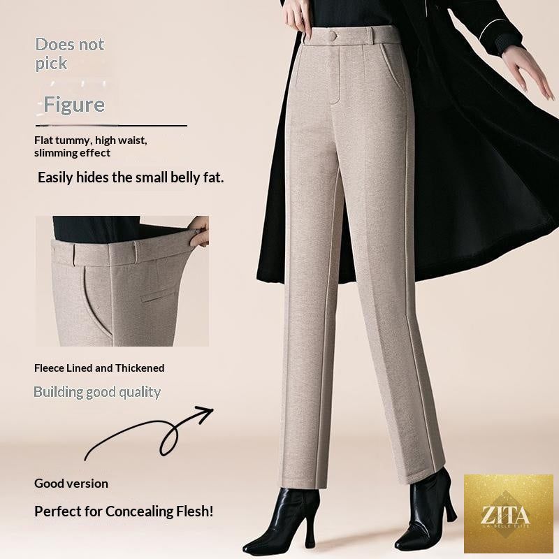 High-waisted Slimming Straight-leg Cigarette Pants For Petite Figures