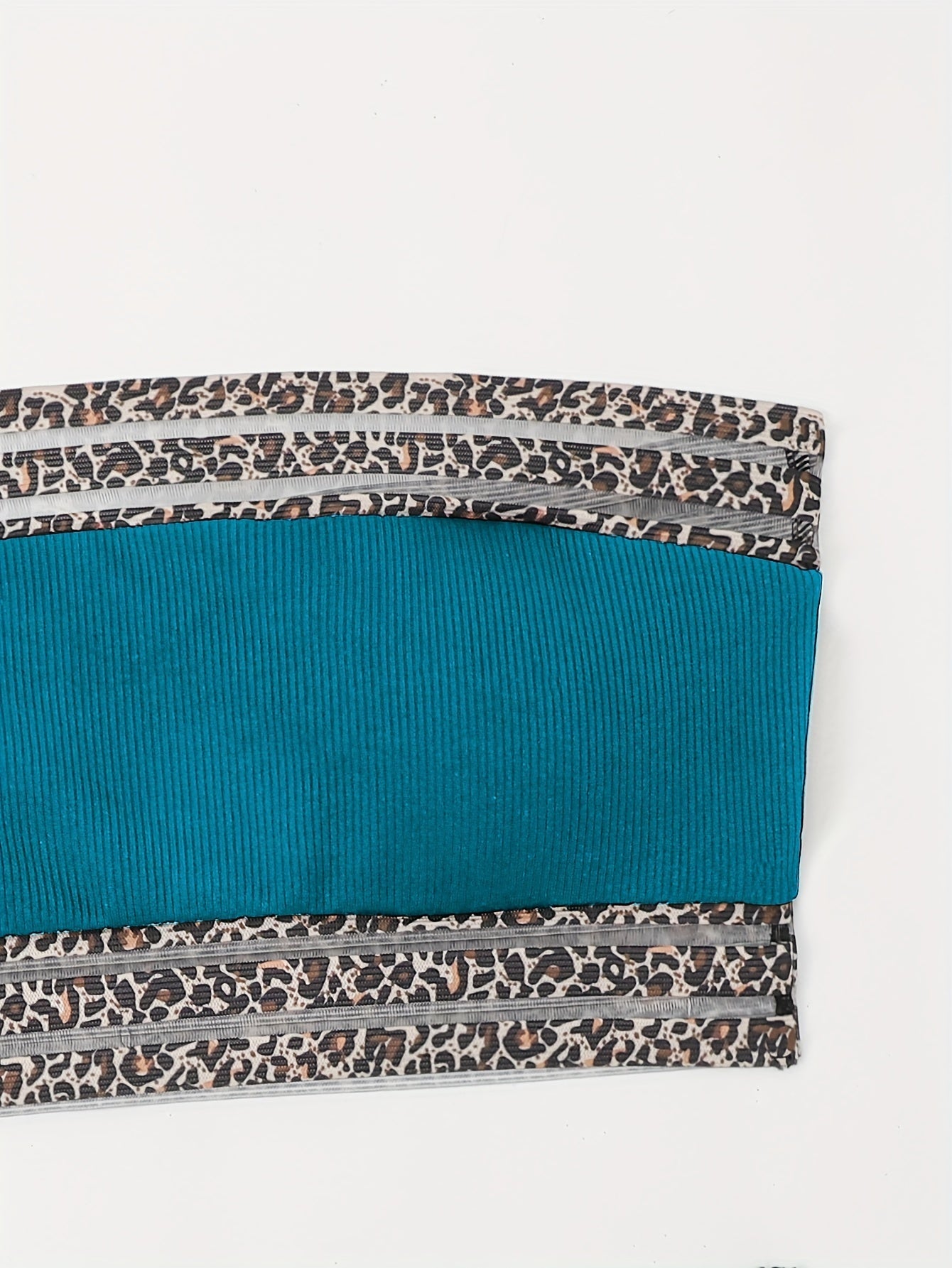 Stevvex leopard print high waist bandeau bikini set with mesh detail, perfect for beach, poolside, and summer vacations.