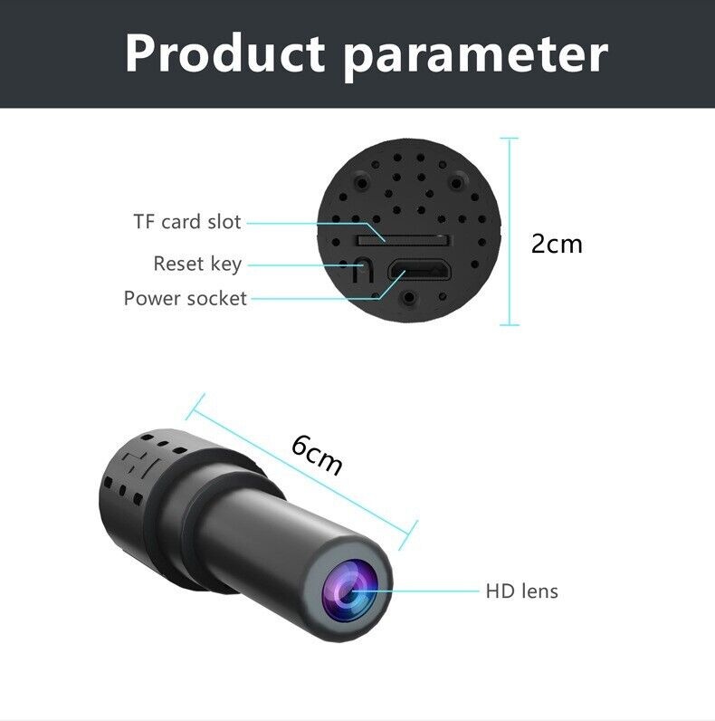 WiFi Wireless Spy 4K Mini Camera Pinhole DIY Hidden HD Screw IP DVR Puce Gaia