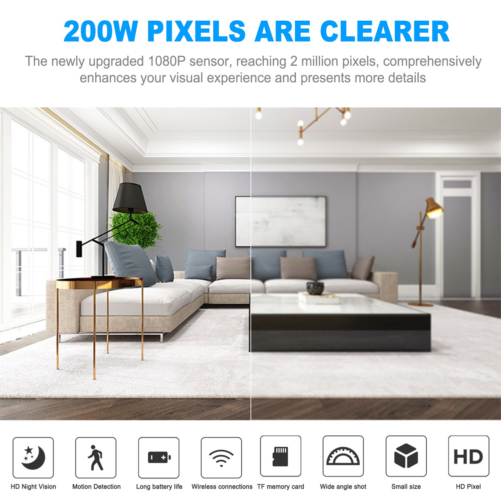 Mini Hidden Spy Nanny Camera Wireless Nanny Cam WiFi Home Security HD Puce Gaia