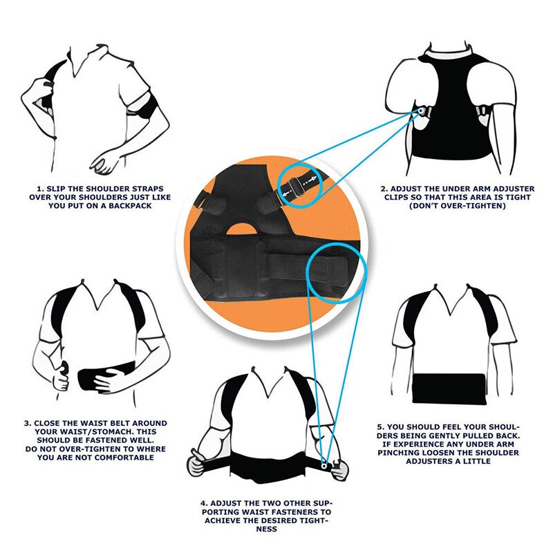 Posture Corrector Support Magnetic Back Shoulder Brace Belt Band For Puce Gaia