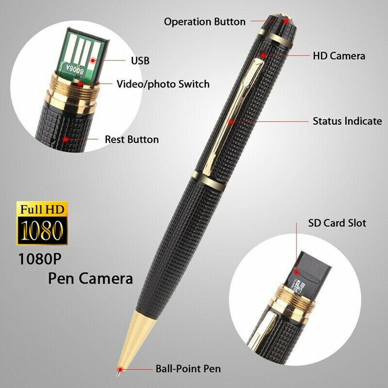 1080P HD Pocket Pen Camera Hidden Cam Mini Body Video Recorder DVR Puce Gaia