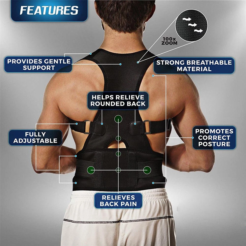 Posture Corrector Support Magnetic Back Shoulder Brace Belt Band For Puce Gaia