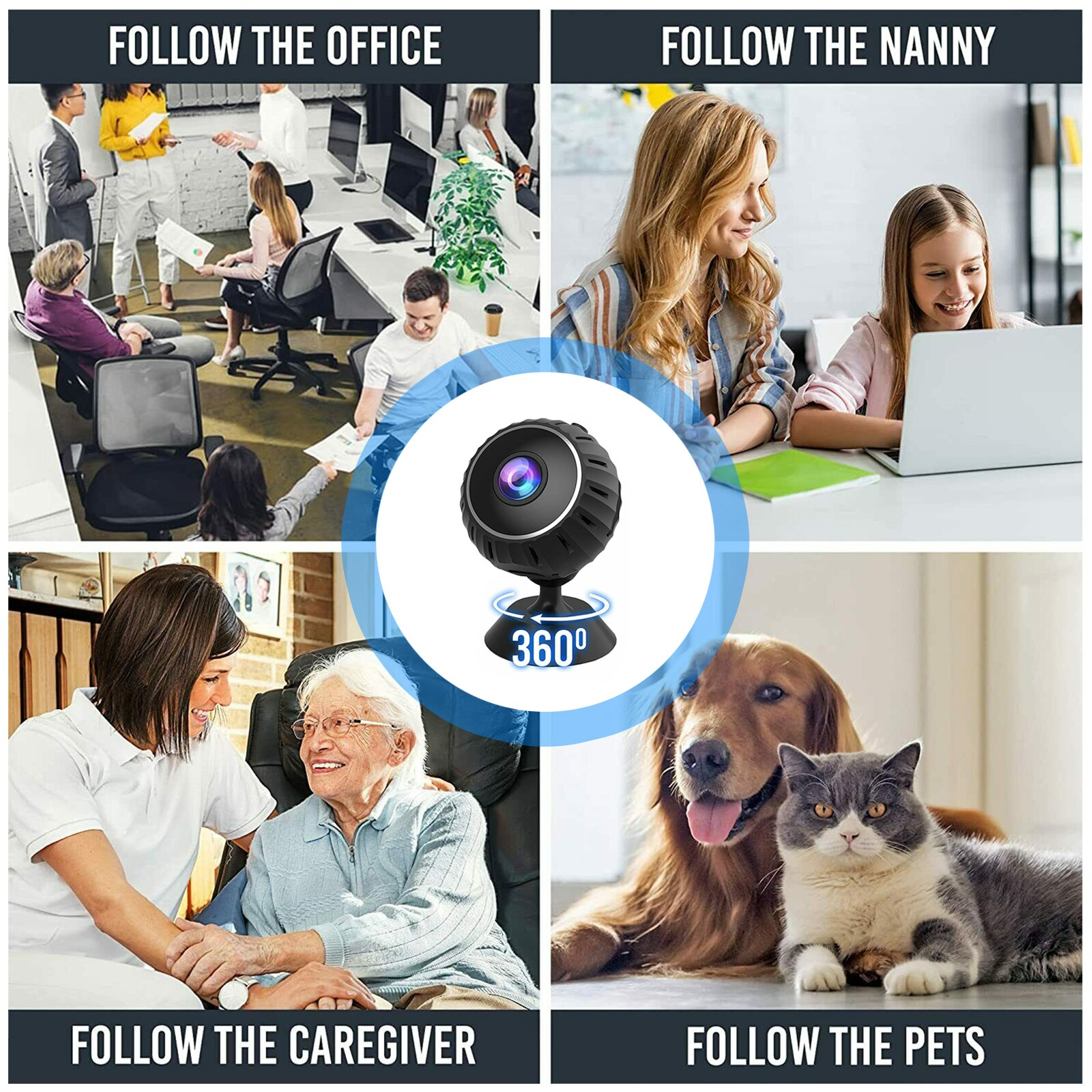 Mini Hidden Spy Nanny Camera Wireless Nanny Cam WiFi Home Security HD Puce Gaia