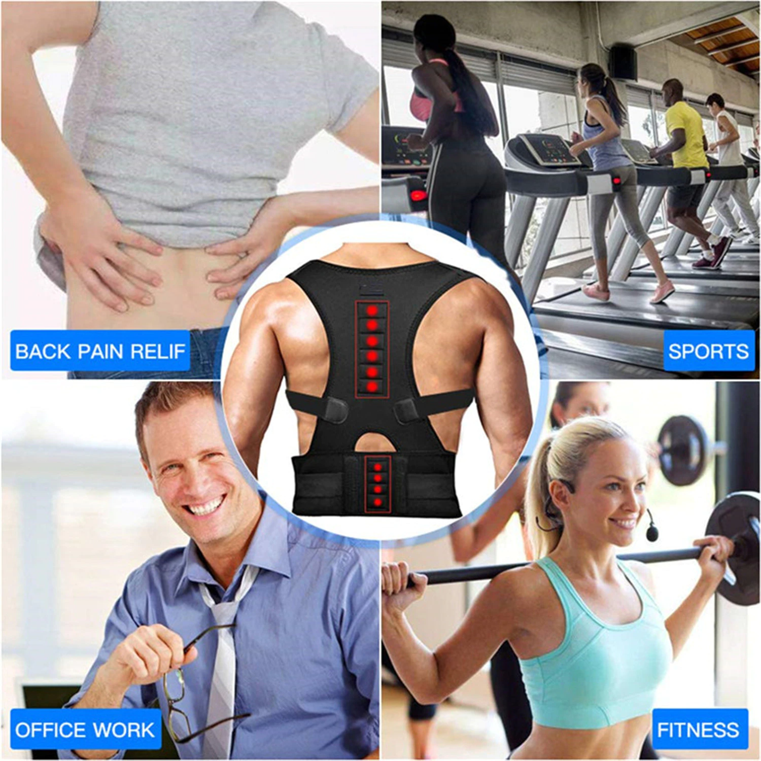 Posture Corrector Support Magnetic Back Shoulder Brace Belt Band For Puce Gaia