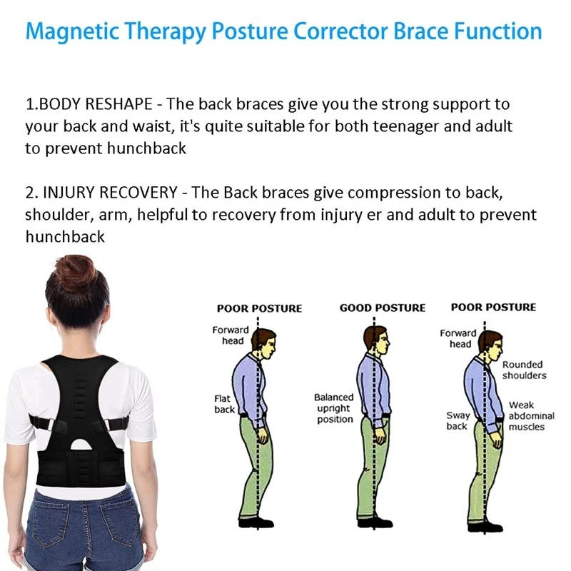 Posture Corrector Support Magnetic Back Shoulder Brace Belt Band For Puce Gaia