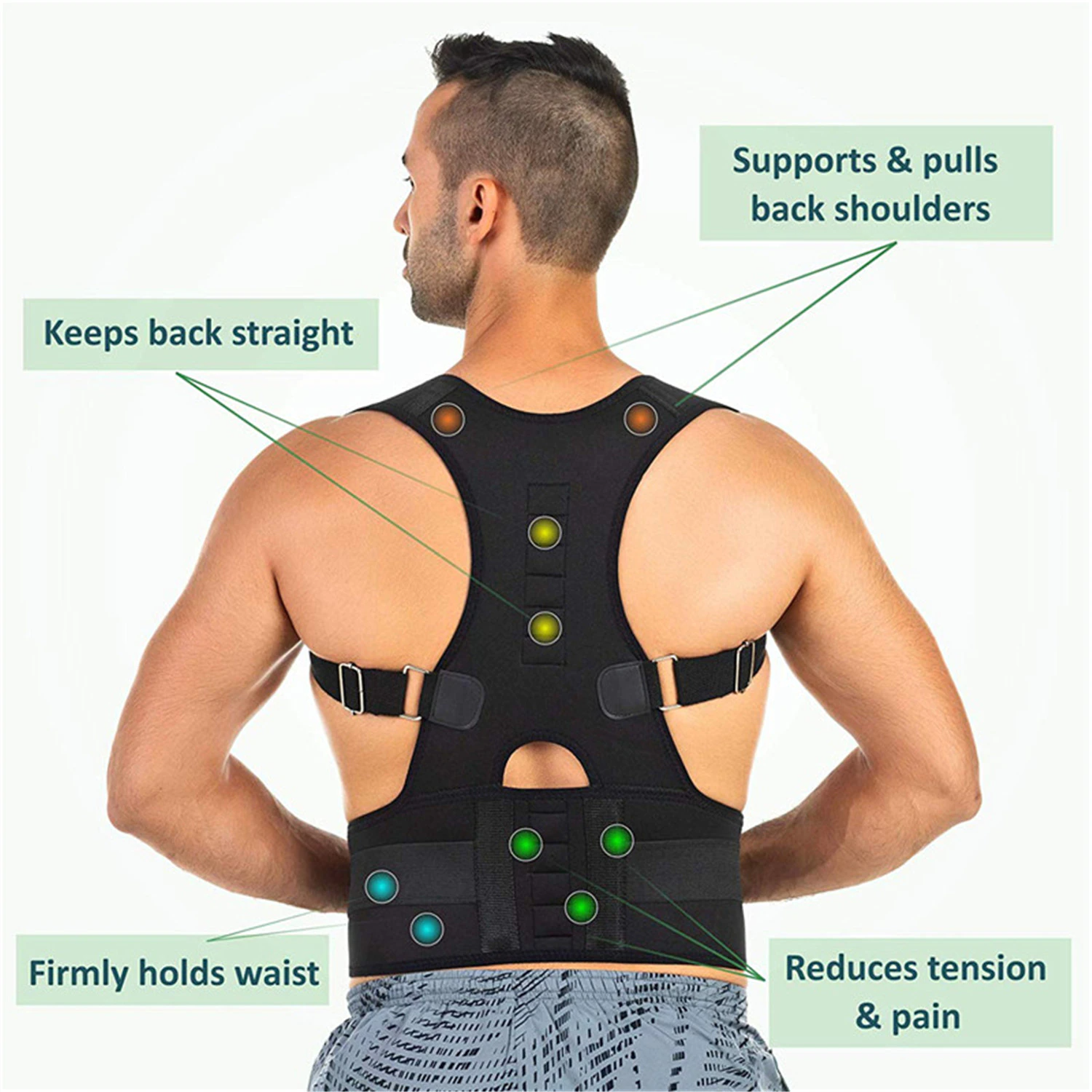 Posture Corrector Support Magnetic Back Shoulder Brace Belt Band For Puce Gaia