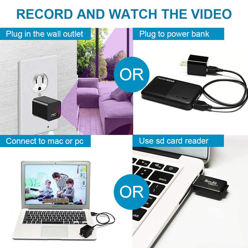 Mini Hidden Camera Home Security Nanny Cam Full HD 1080P DVR Night Puce Gaia