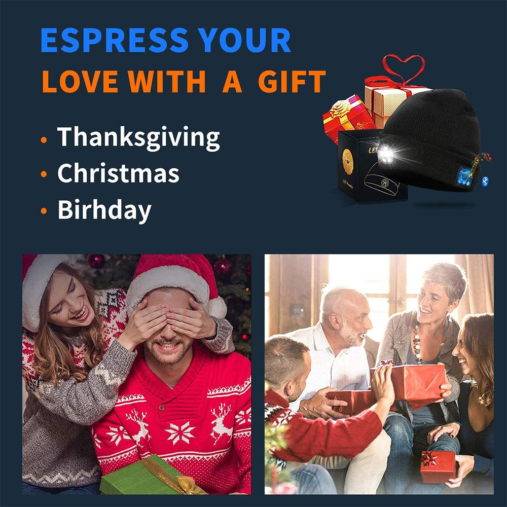 Wireless Bluetooth LED Hat with Music Speakers Light Winter Gift Pink Iolaus