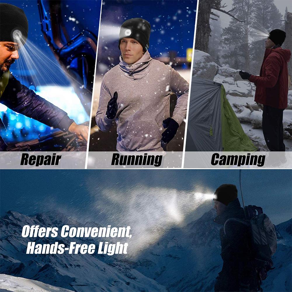 Wireless Bluetooth LED Hat with Music Speakers Light Winter Gift Pink Iolaus