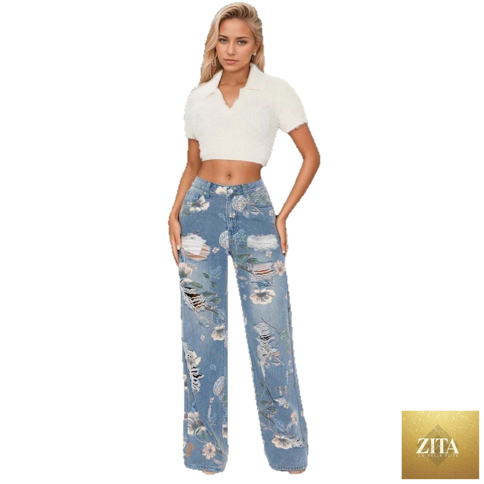 High-waisted Loose-fitting Wide-leg Floor-length Pants