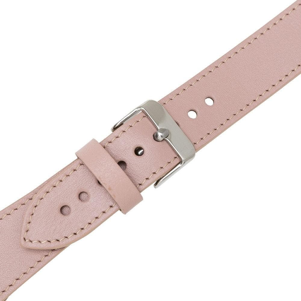 Luxury double wrap pink leather Apple Watch band by LEATHERE, stylish and soft accessory for Apple Watch.