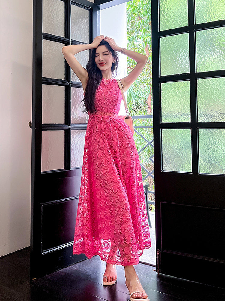 The Fashion Celestial French Tea Break long hollow out skirt, featuring a unique design, shown in a full-length dress style image.