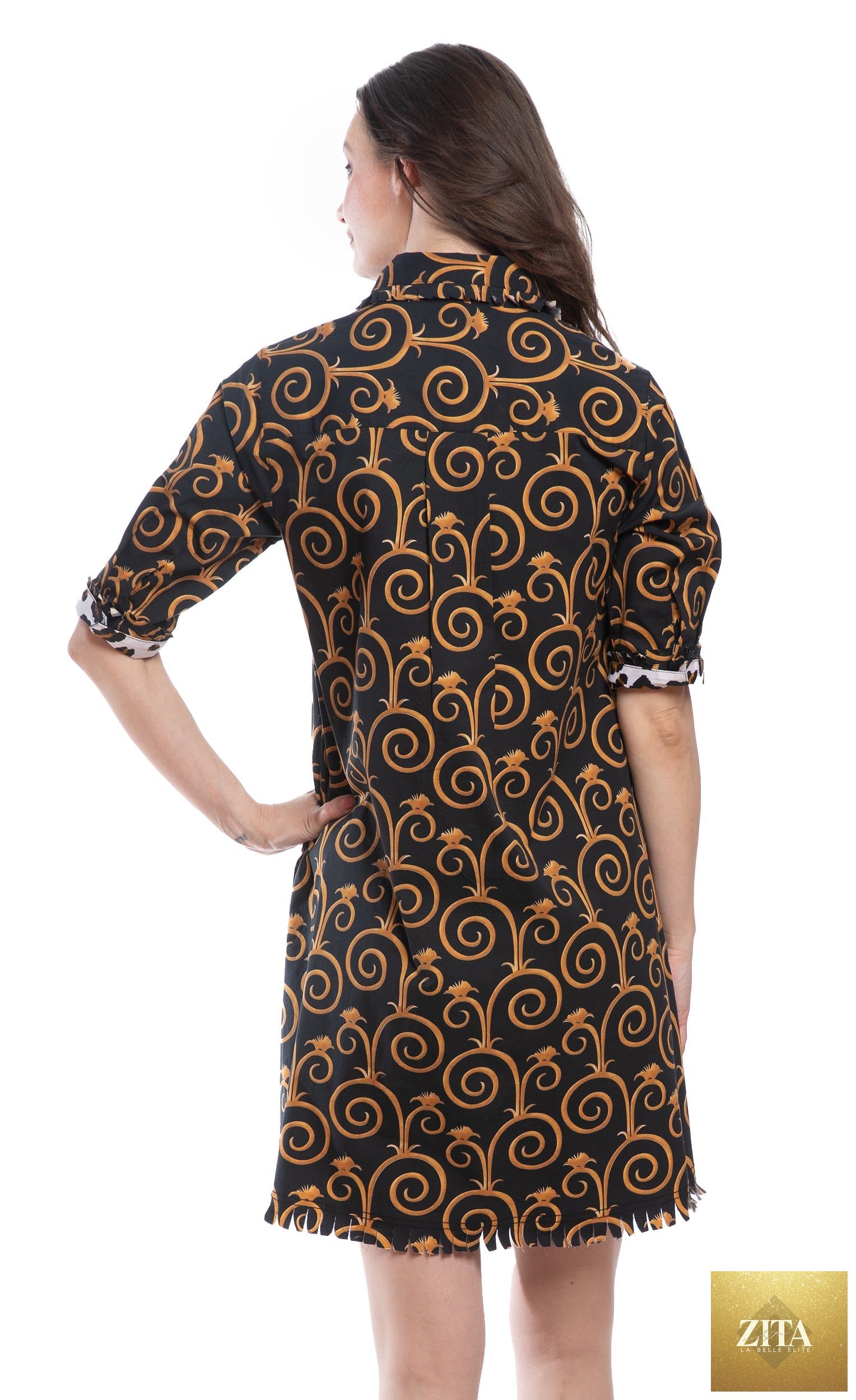 Chatham Black and Gold Swirl Print